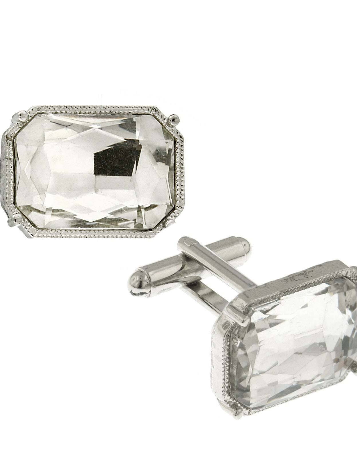 1928 Jewelry Classic Octagon Clear Crystal Cufflinks