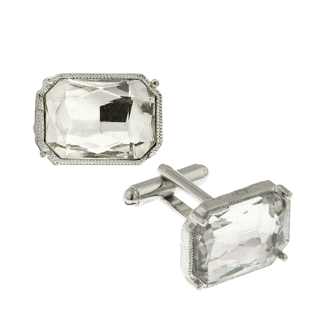 1928 jewelry classic clear octagon crystal cufflinks