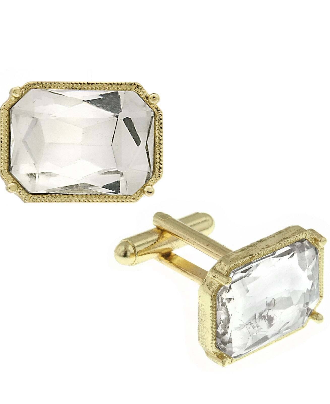 1928 Jewelry Classic Octagon Clear Crystal Cufflinks