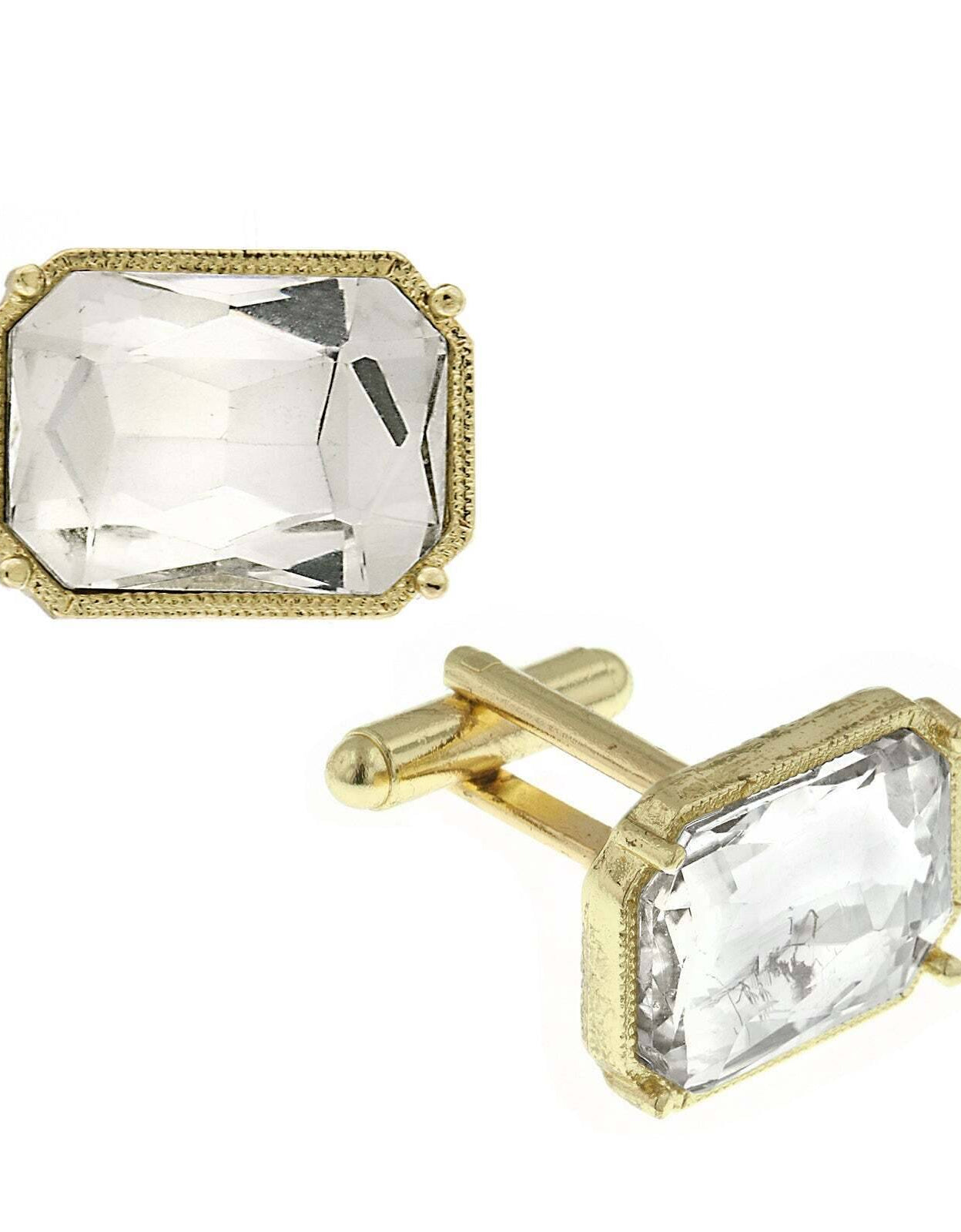 1928 Jewelry Classic Octagon Clear Crystal Cufflinks