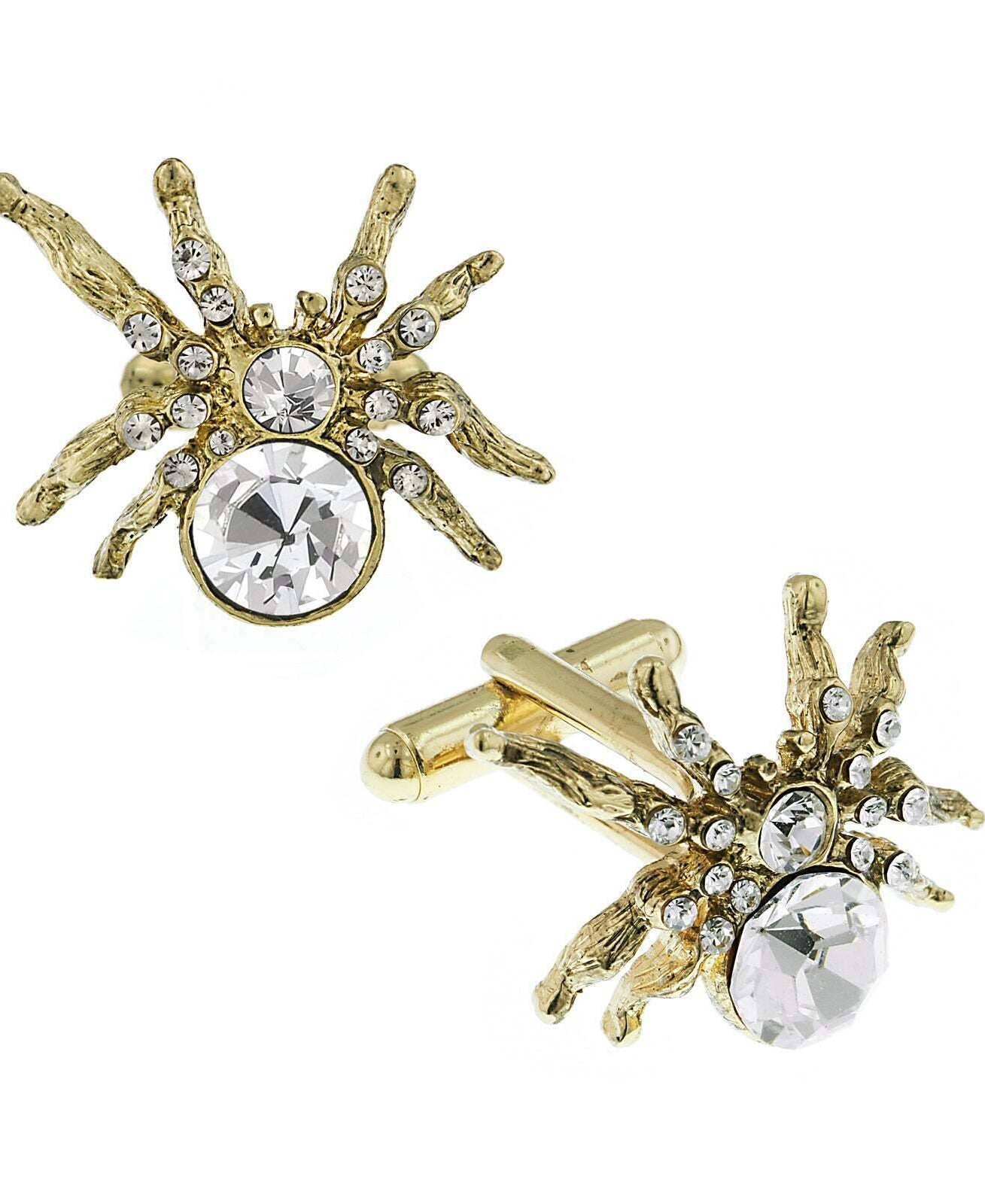 1928 Jewelry Arachnid Spider Crystal Cufflinks