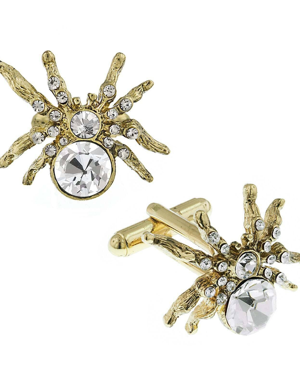 1928 Jewelry Arachnid Spider Crystal Cufflinks