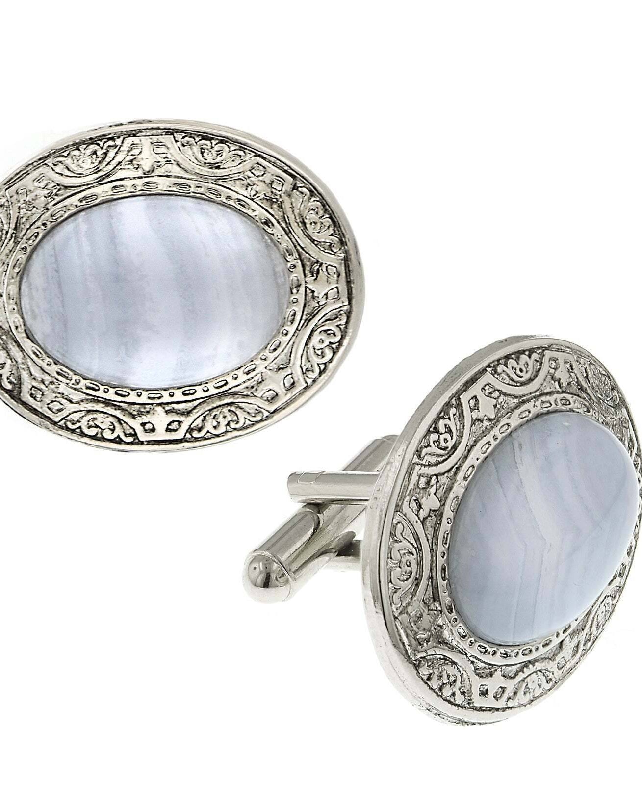 1928 Jewelry Gemstone Oval Cufflinks