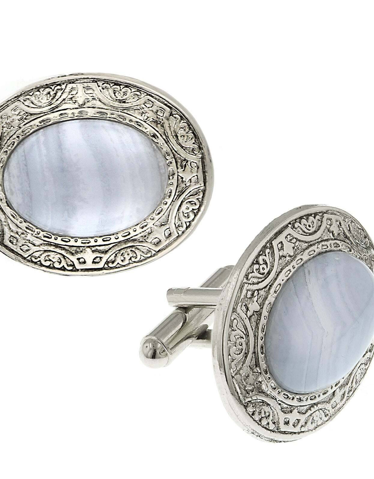 1928 Jewelry Gemstone Oval Cufflinks