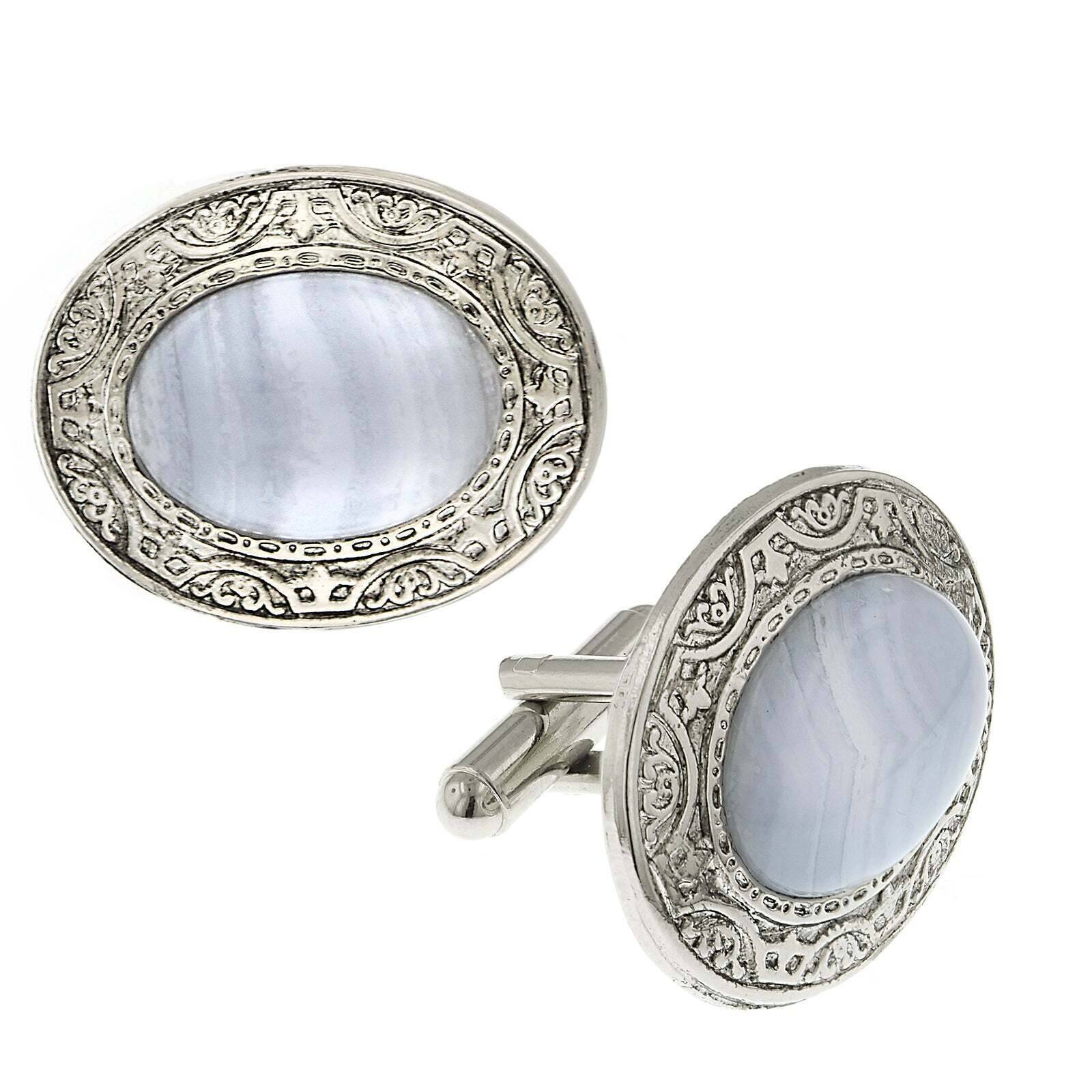 1928 Jewelry Gemstone Oval Cufflinks