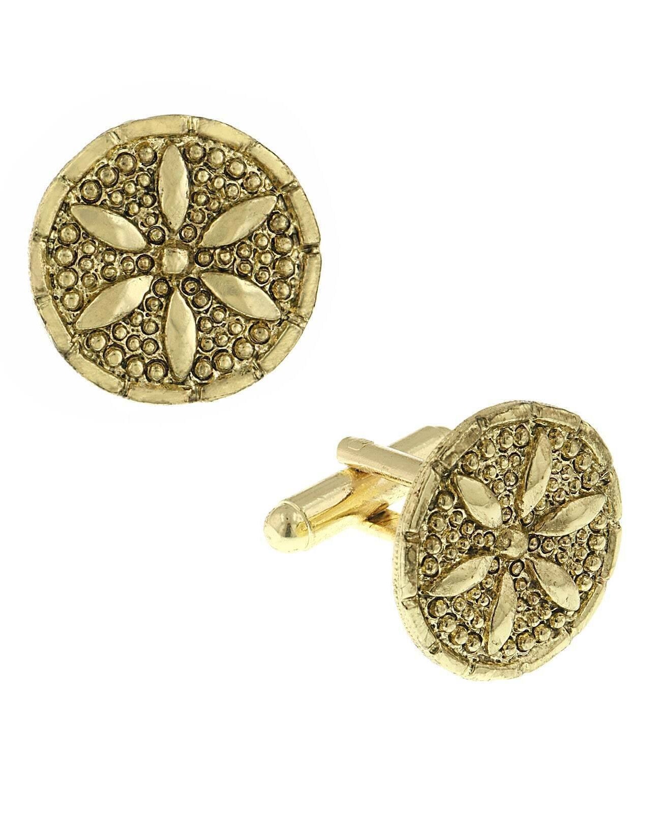 1928 Jewelry Round Sand Dollar Cufflinks