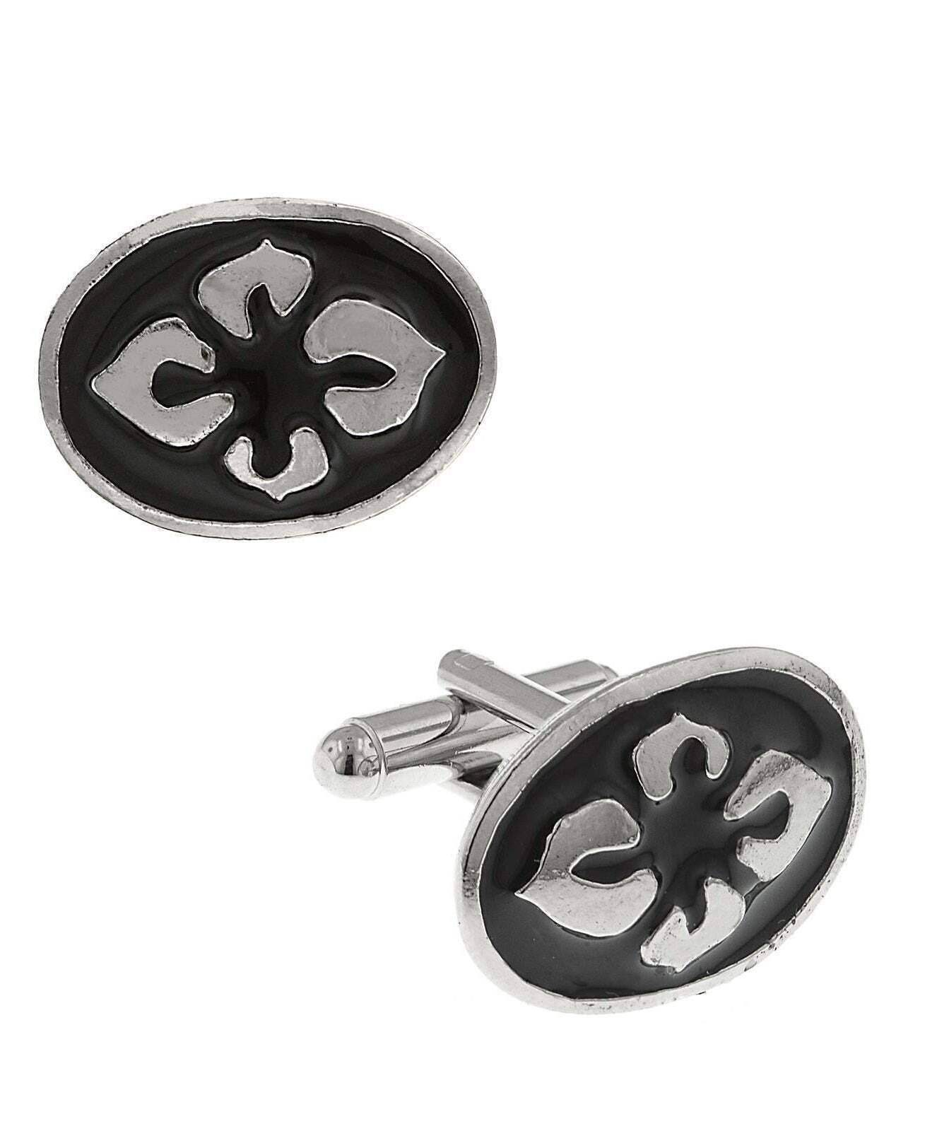 1928 Jewelry Fleur Classique Oval Enamel Cufflinks