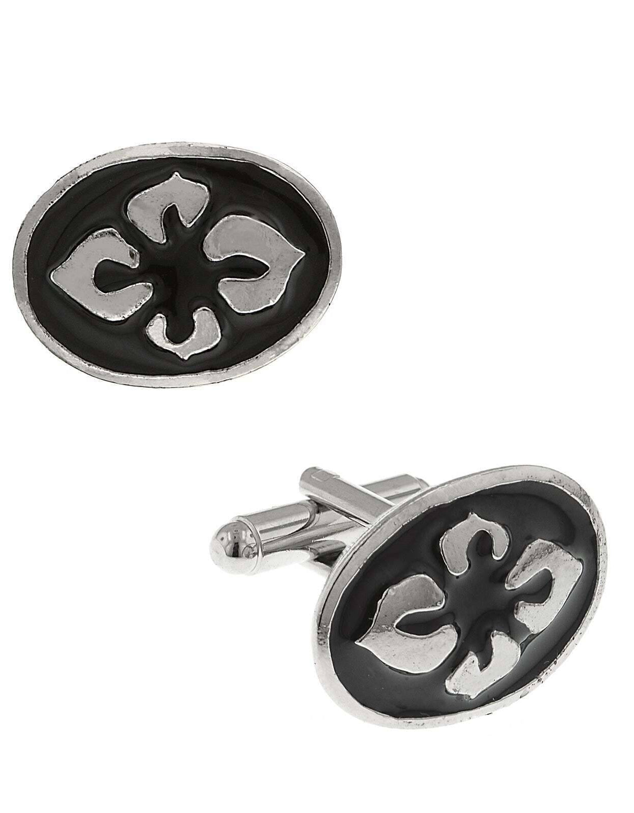 1928 Jewelry Fleur Classique Oval Enamel Cufflinks
