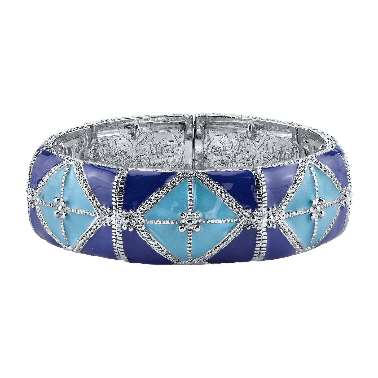 2028 Jewelry Southwestern Wide Enamel Stretch Bracelet