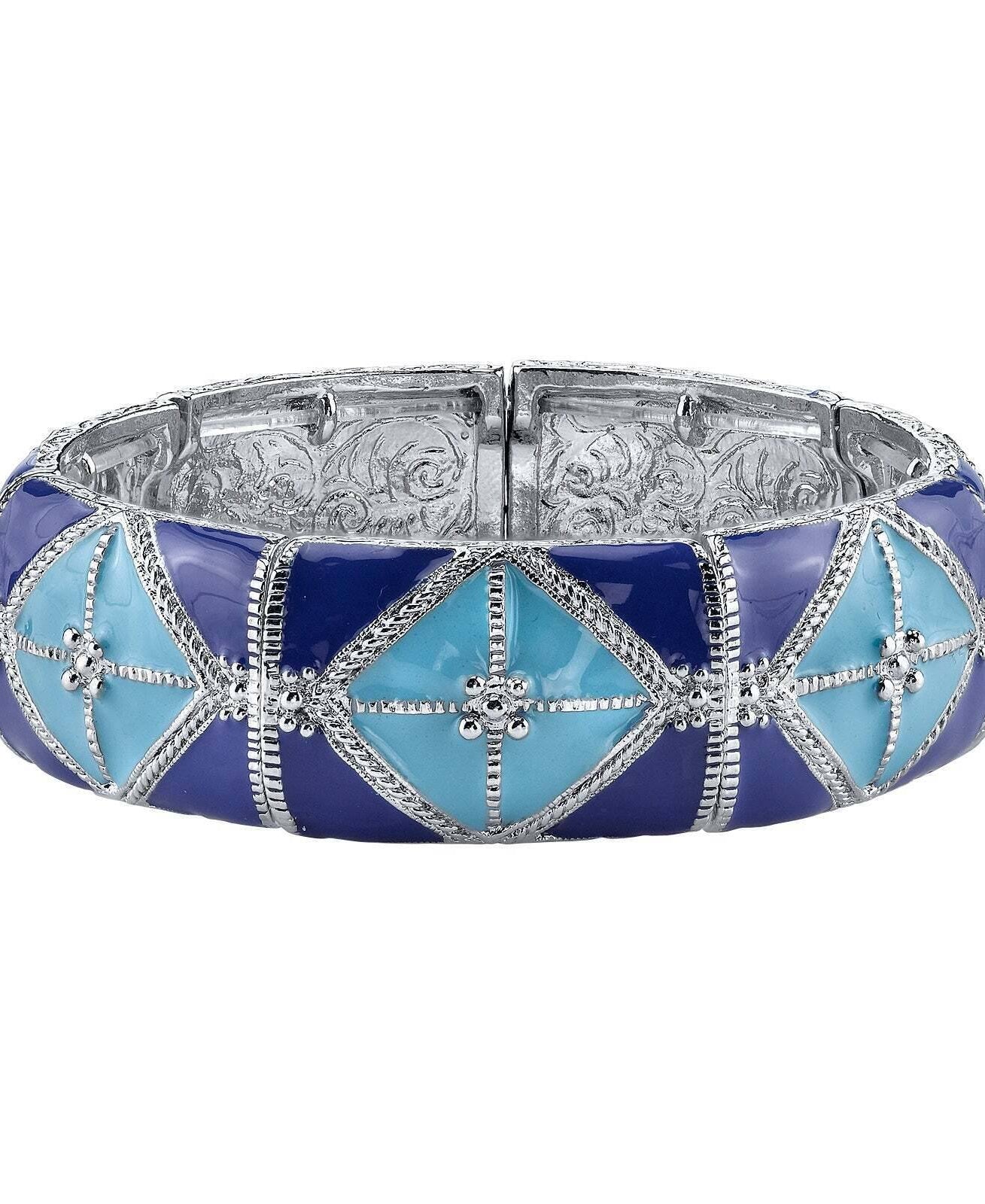 2028 Jewelry Southwestern Wide Enamel Stretch Bracelet