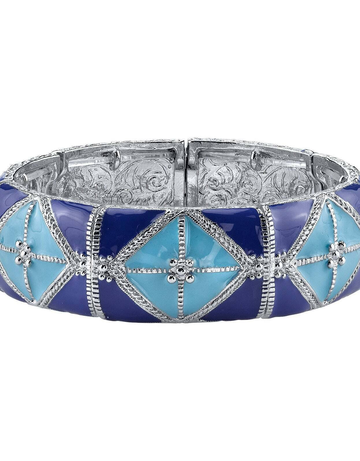 2028 Jewelry Southwestern Wide Enamel Stretch Bracelet