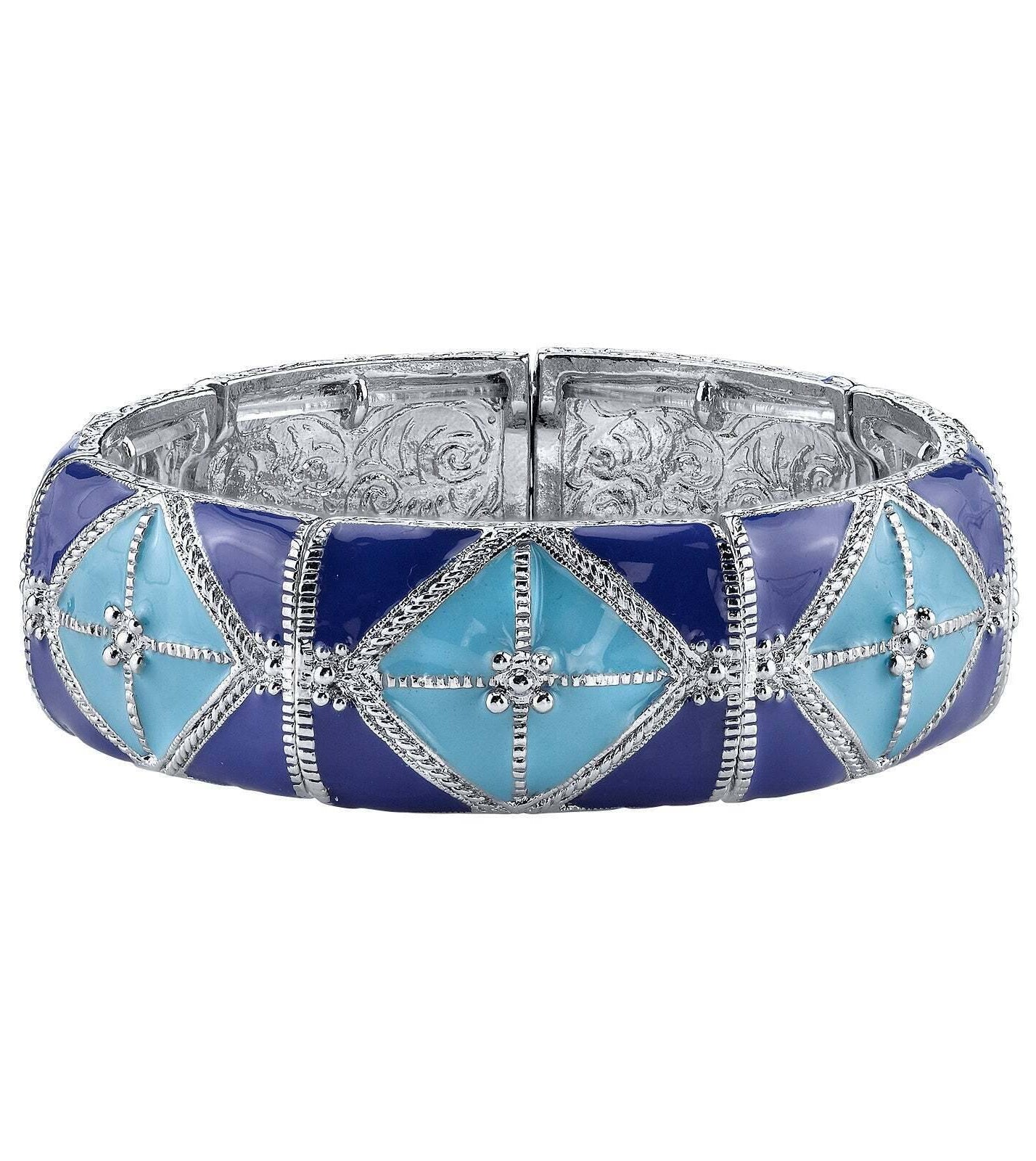 2028 Jewelry Southwestern Wide Enamel Stretch Bracelet