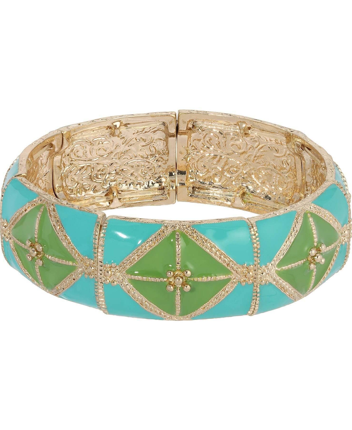2028 Jewelry Southwestern Wide Enamel Stretch Bracelet