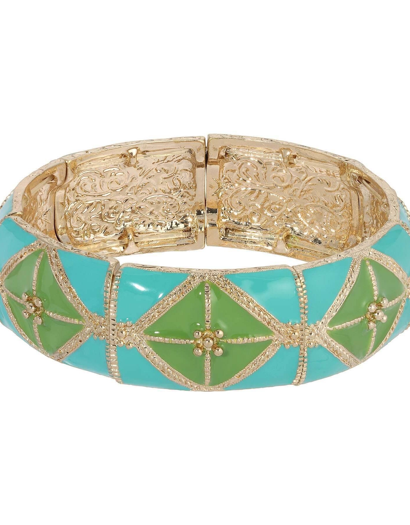 2028 Jewelry Southwestern Wide Enamel Stretch Bracelet