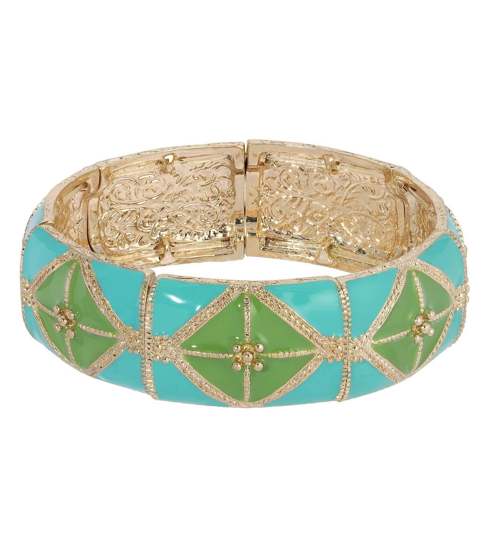 2028 Jewelry Southwestern Wide Enamel Stretch Bracelet