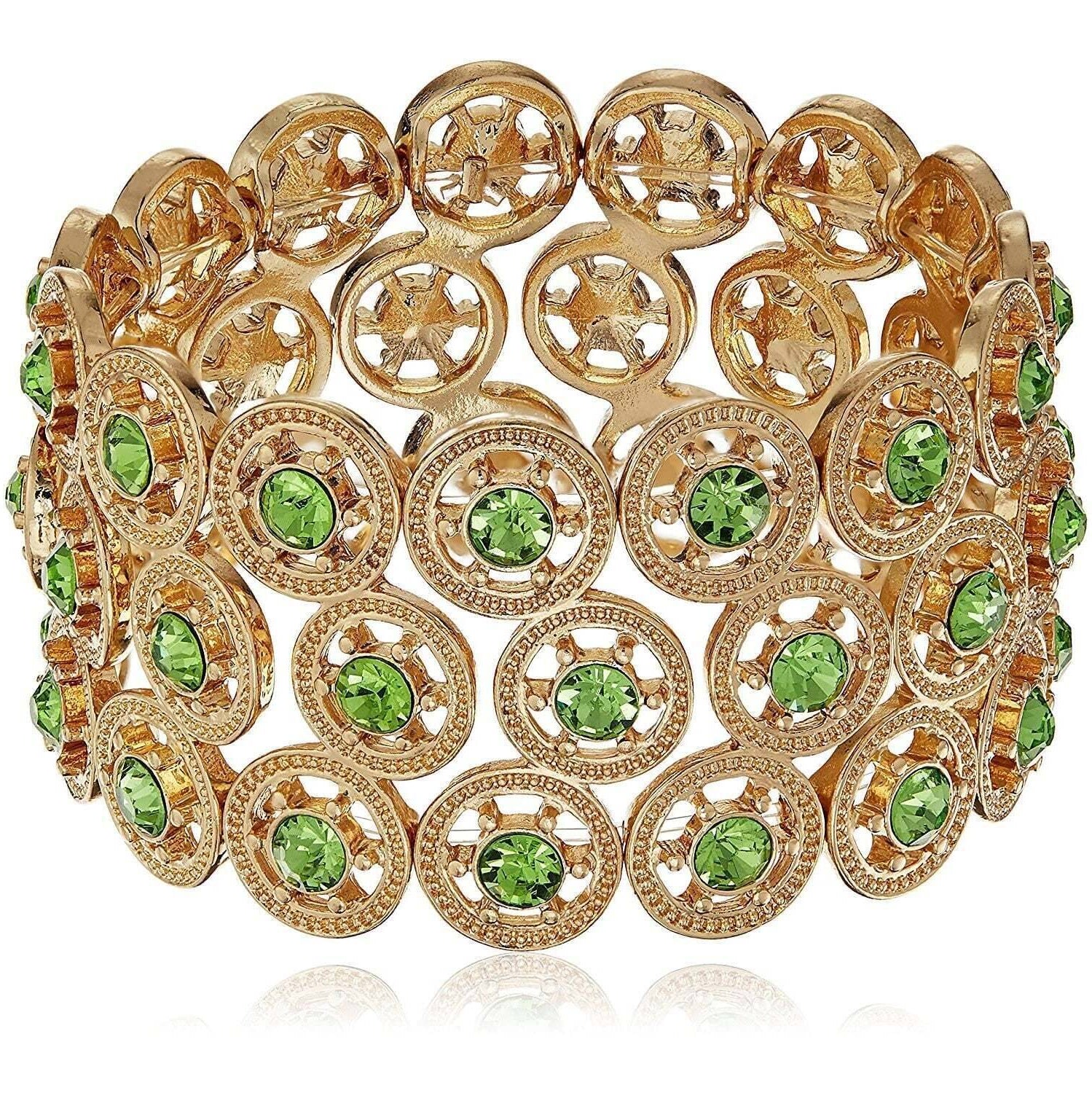 2028 Jewelry Round Spoked Crystal Stretch Bracelet