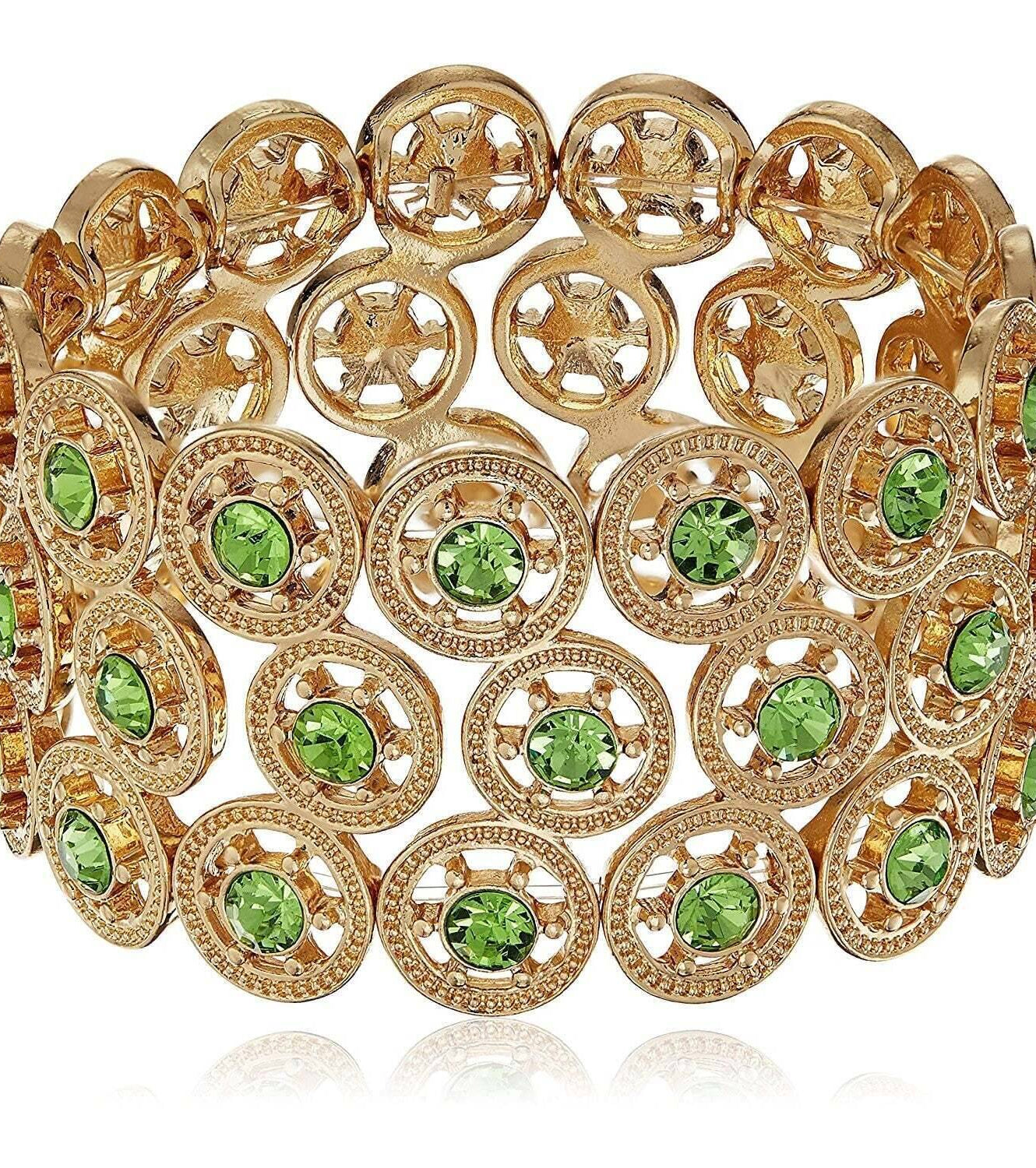 2028 Jewelry Round Spoked Crystal Stretch Bracelet