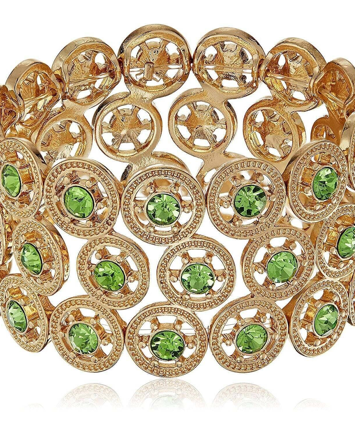 2028 Jewelry Round Spoked Crystal Stretch Bracelet
