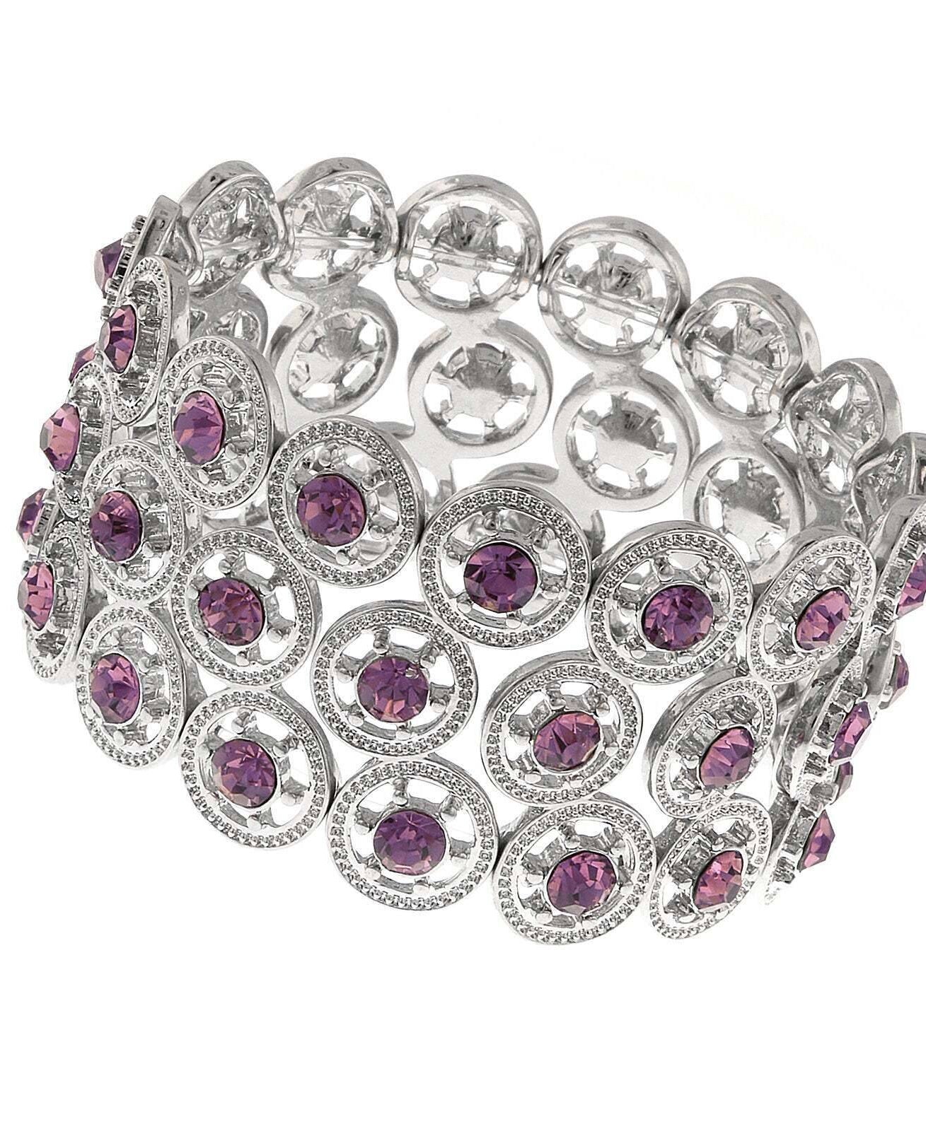 2028 Jewelry Round Spoked Crystal Stretch Bracelet