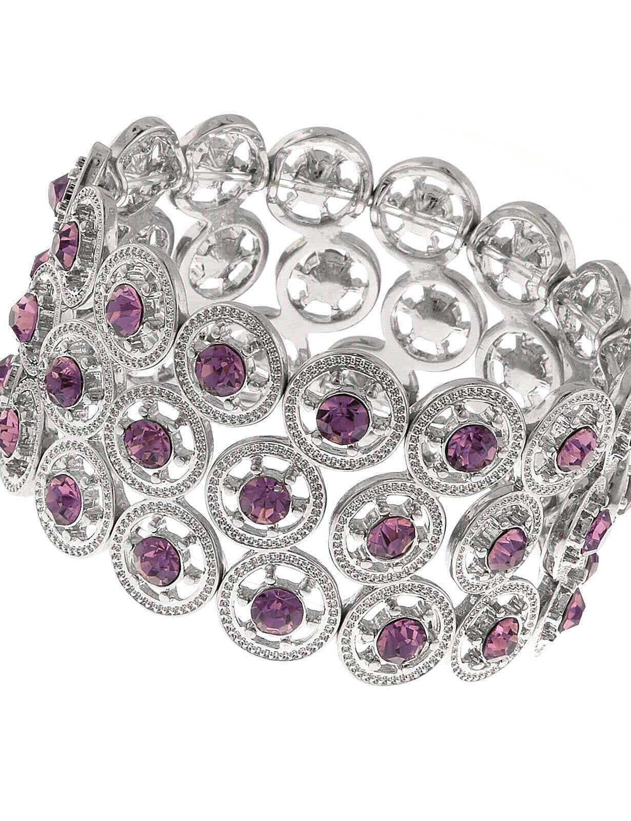 2028 Jewelry Round Spoked Crystal Stretch Bracelet