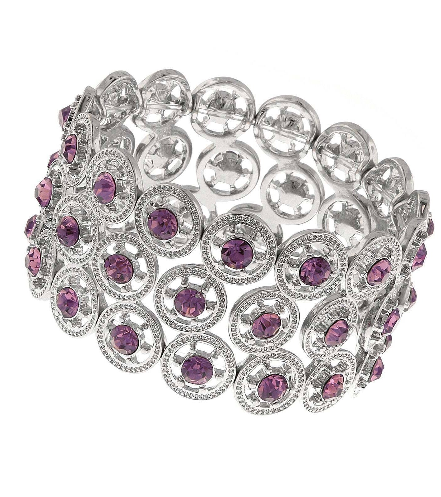 2028 Jewelry Round Spoked Crystal Stretch Bracelet