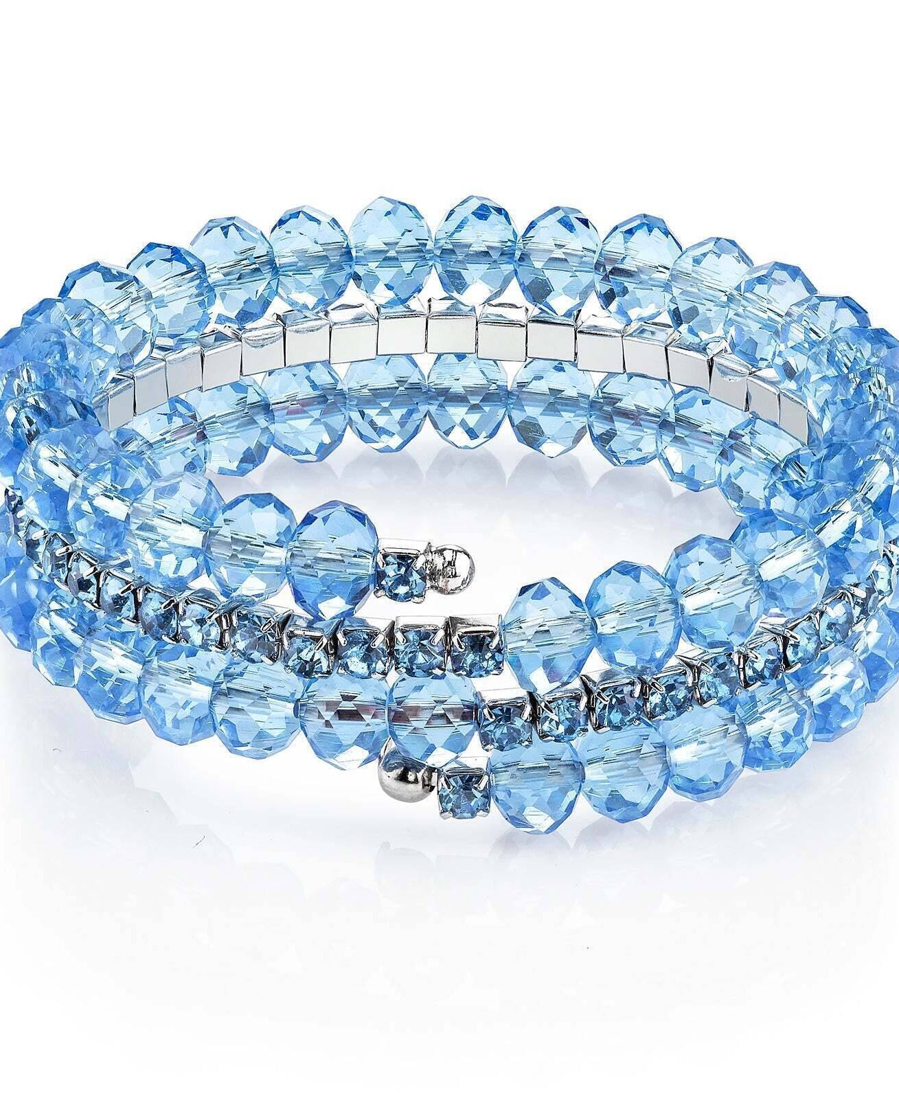 1928 Jewelry Lux-Cut Beaded Glass Crystal Coil Bracelet