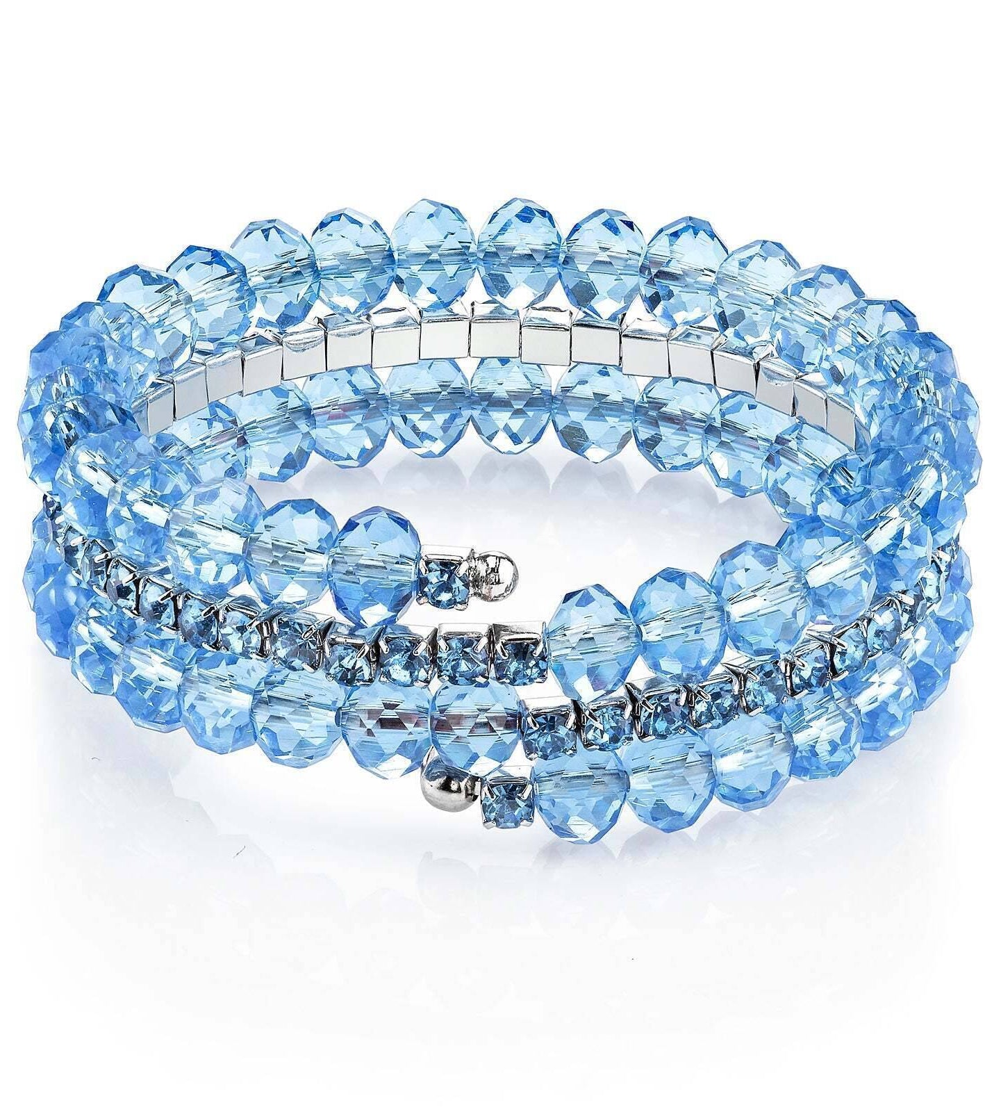 1928 Jewelry Lux-Cut Beaded Glass Crystal Coil Bracelet