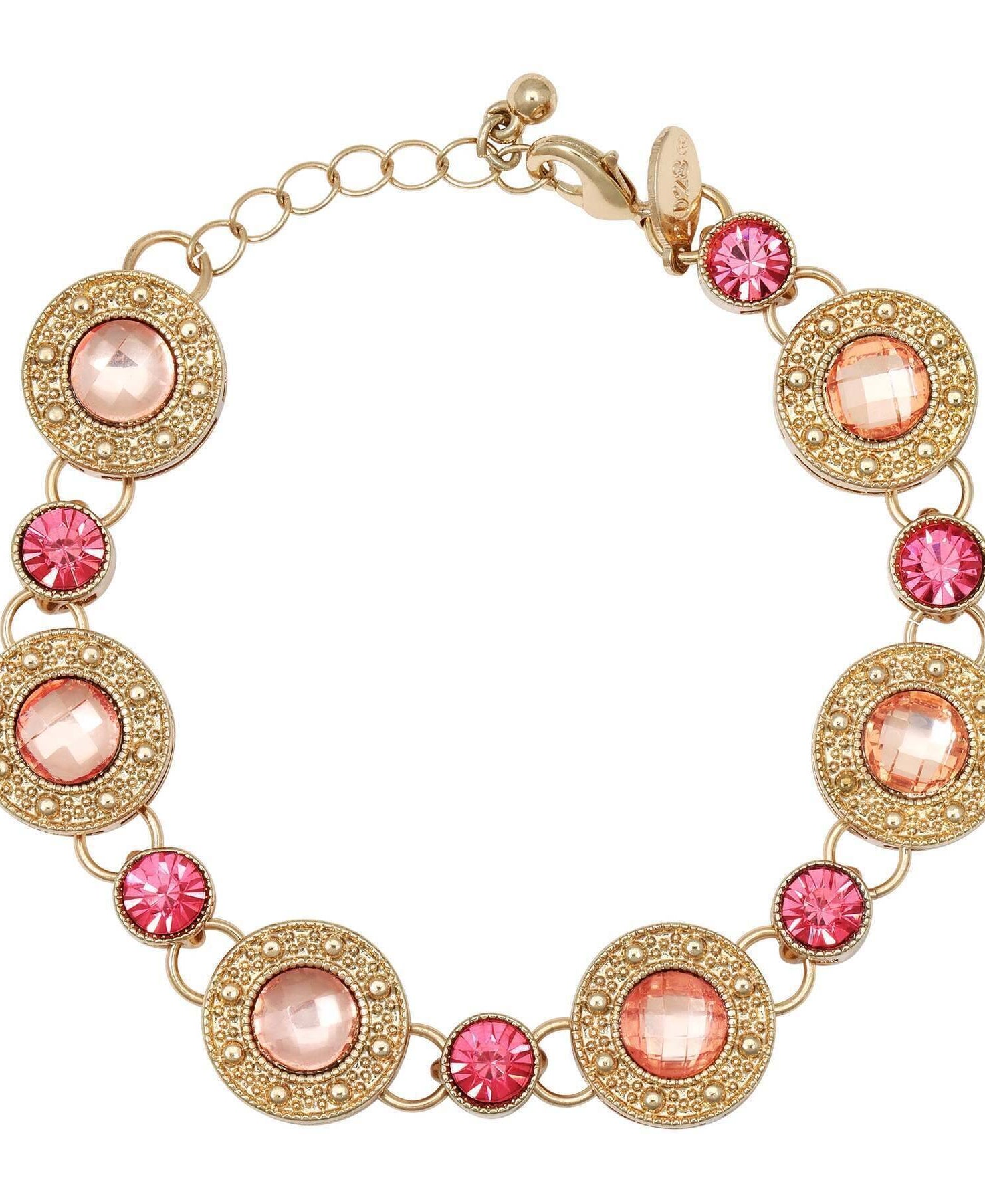 2028 Jewelry Round Medallion Stone Link Bracelet