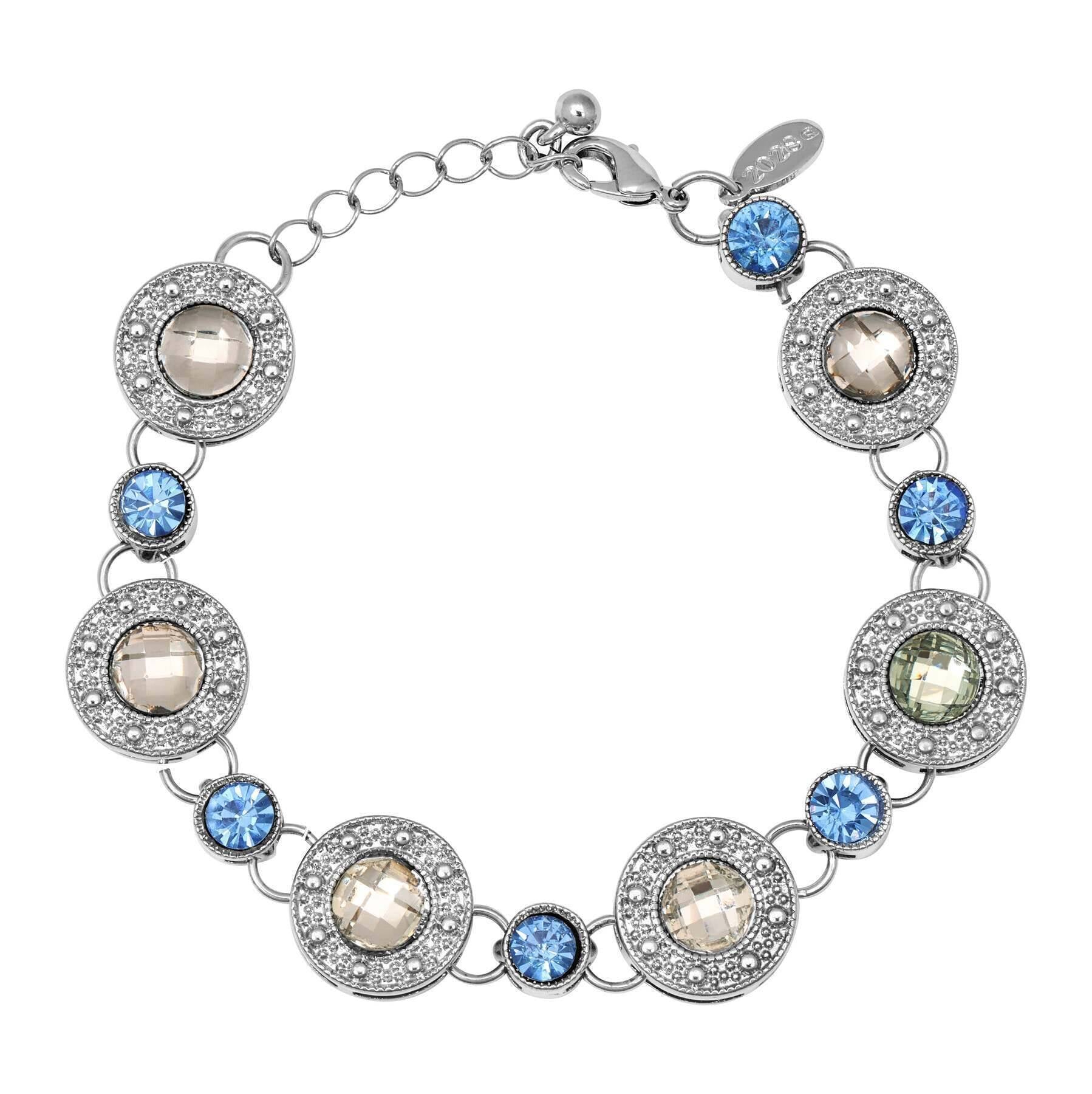 2028 Jewelry Round Medallion Stone Link Bracelet