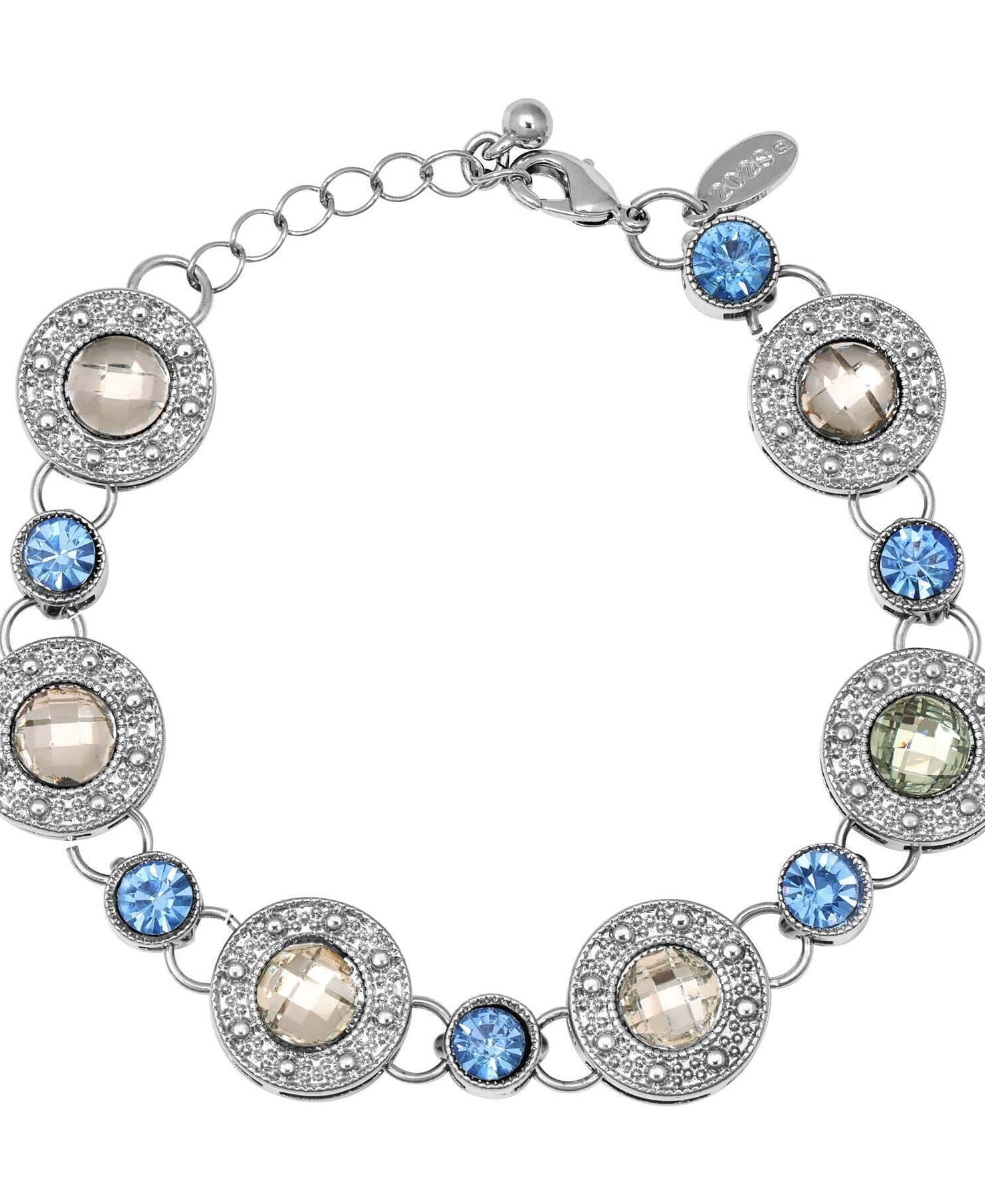 2028 Jewelry Round Medallion Stone Link Bracelet