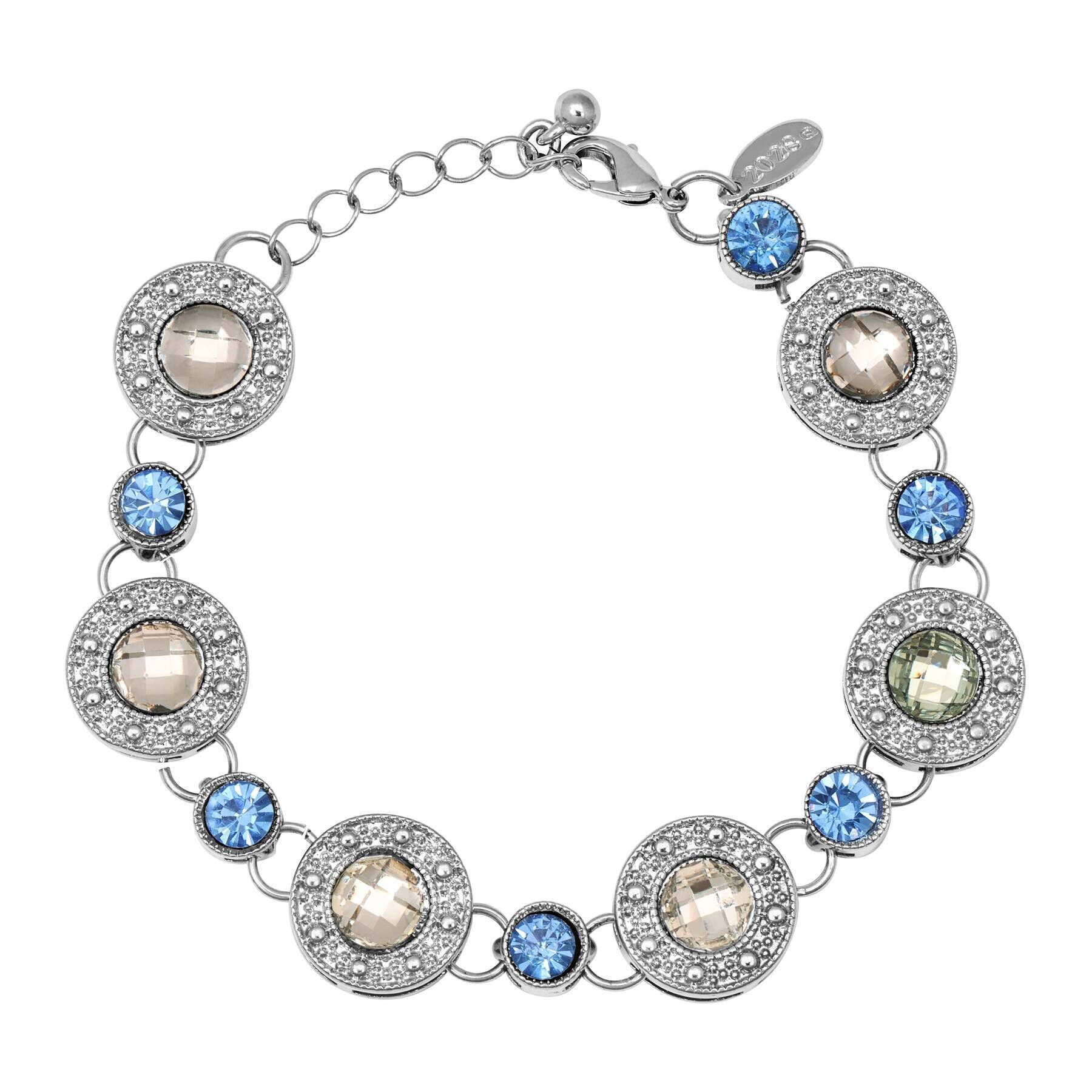 2028 Jewelry Round Medallion Stone Link Bracelet