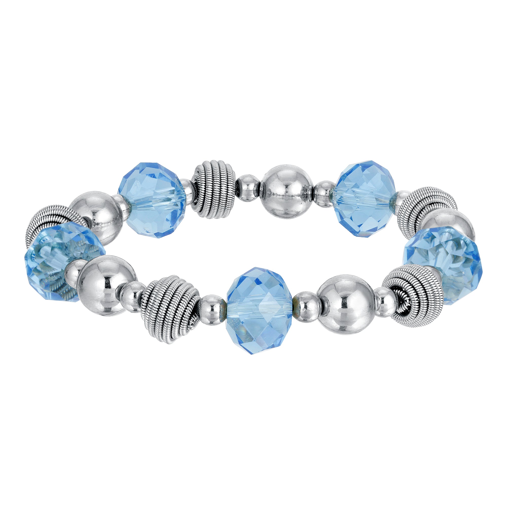 Glistening Light Blue Sapphire Crystal Mirage Multi Beaded Stretch Bracelet