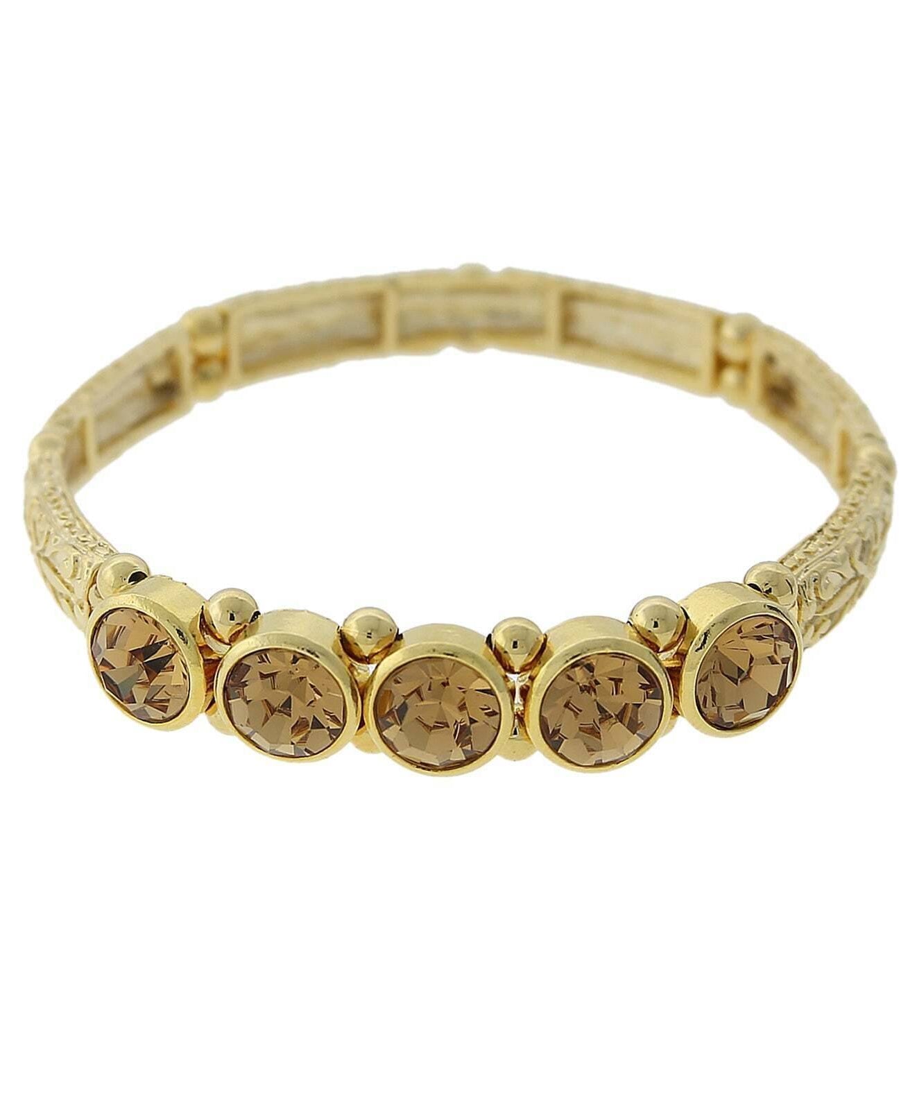 2028 Jewelry Floral Multi Bead And Crystal Stretch Bracelet