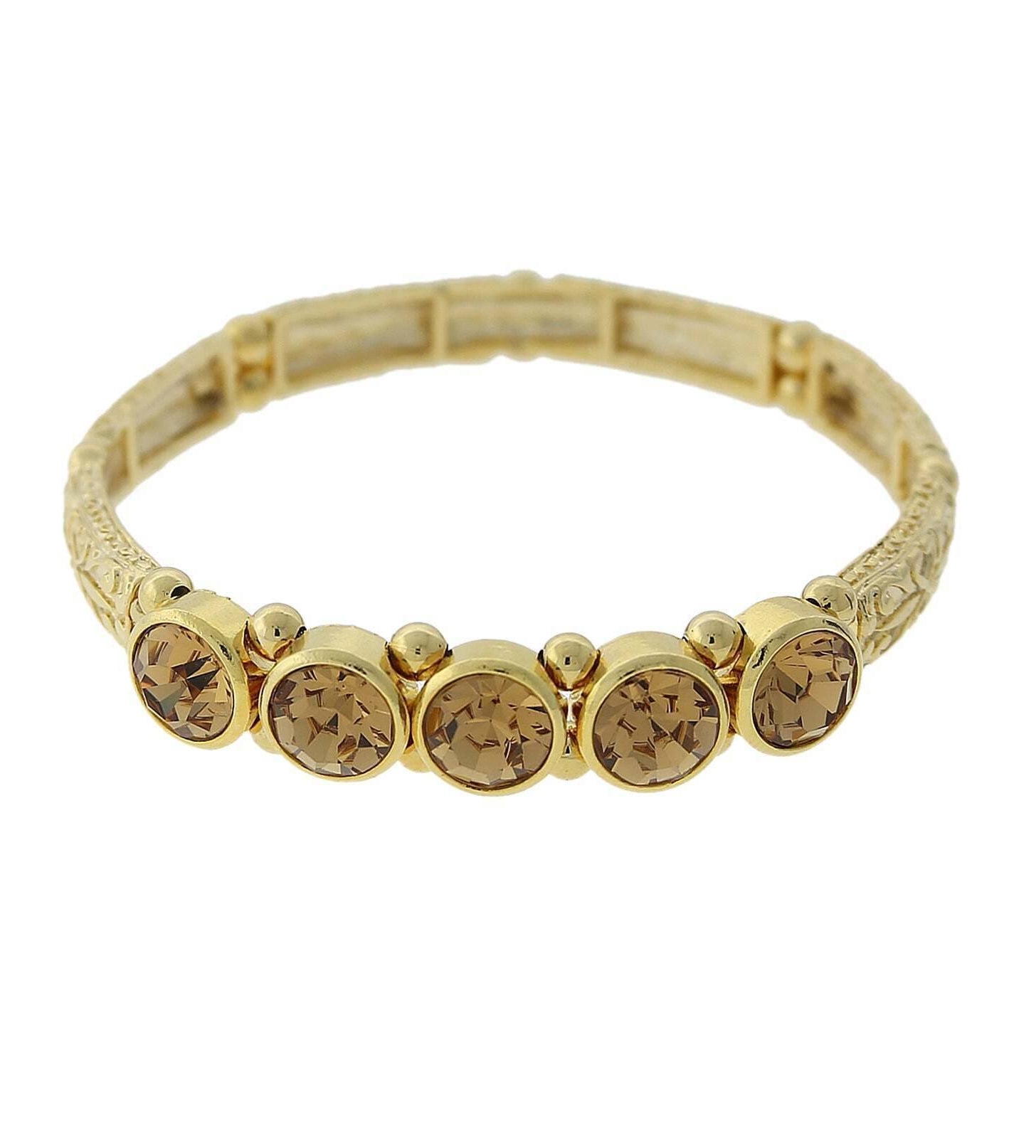 2028 Jewelry Floral Multi Bead And Crystal Stretch Bracelet