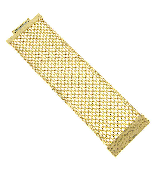 2028 Jewelry Gold Wide Mesh Hammered Magnetic Bracelet