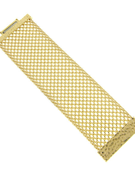 2028 Jewelry Gold Wide Mesh Hammered Magnetic Bracelet