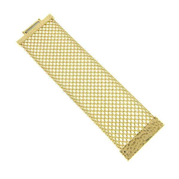 2028 Jewelry Gold Wide Mesh Hammered Magnetic Bracelet