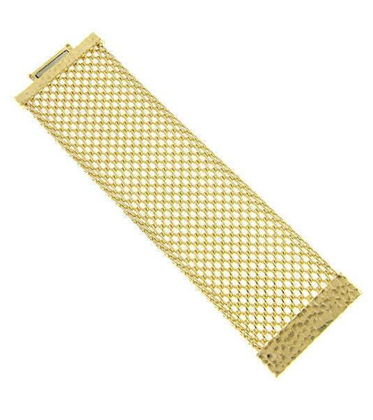 2028 Jewelry Gold Wide Mesh Hammered Magnetic Bracelet