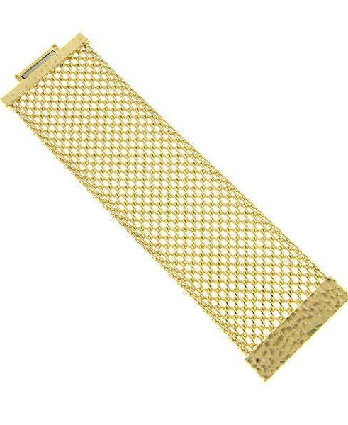 2028 Jewelry Gold Wide Mesh Hammered Magnetic Bracelet