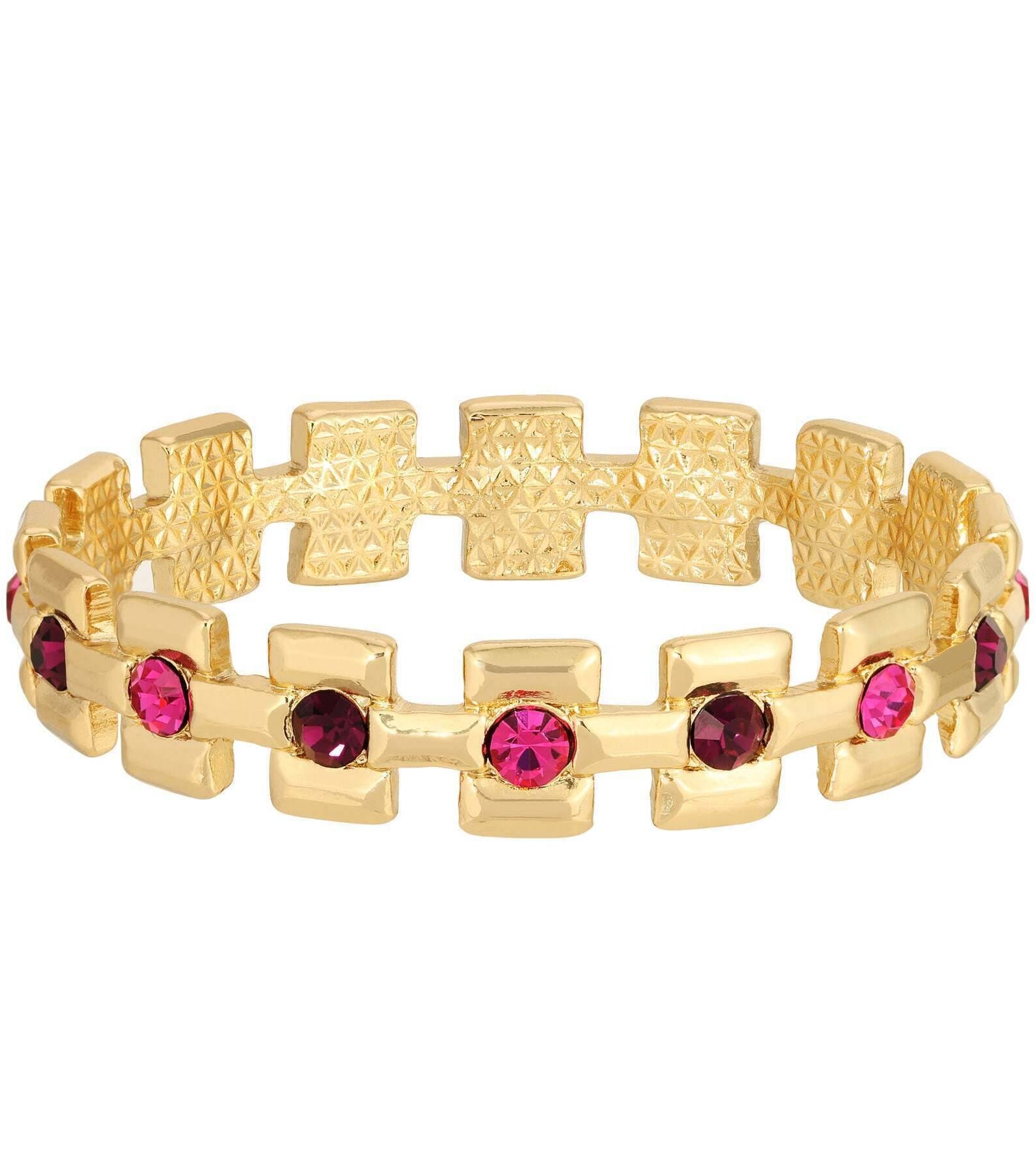 1928 Jewelry Amethyst And Fuchsia Crystal Bangle Bracelet