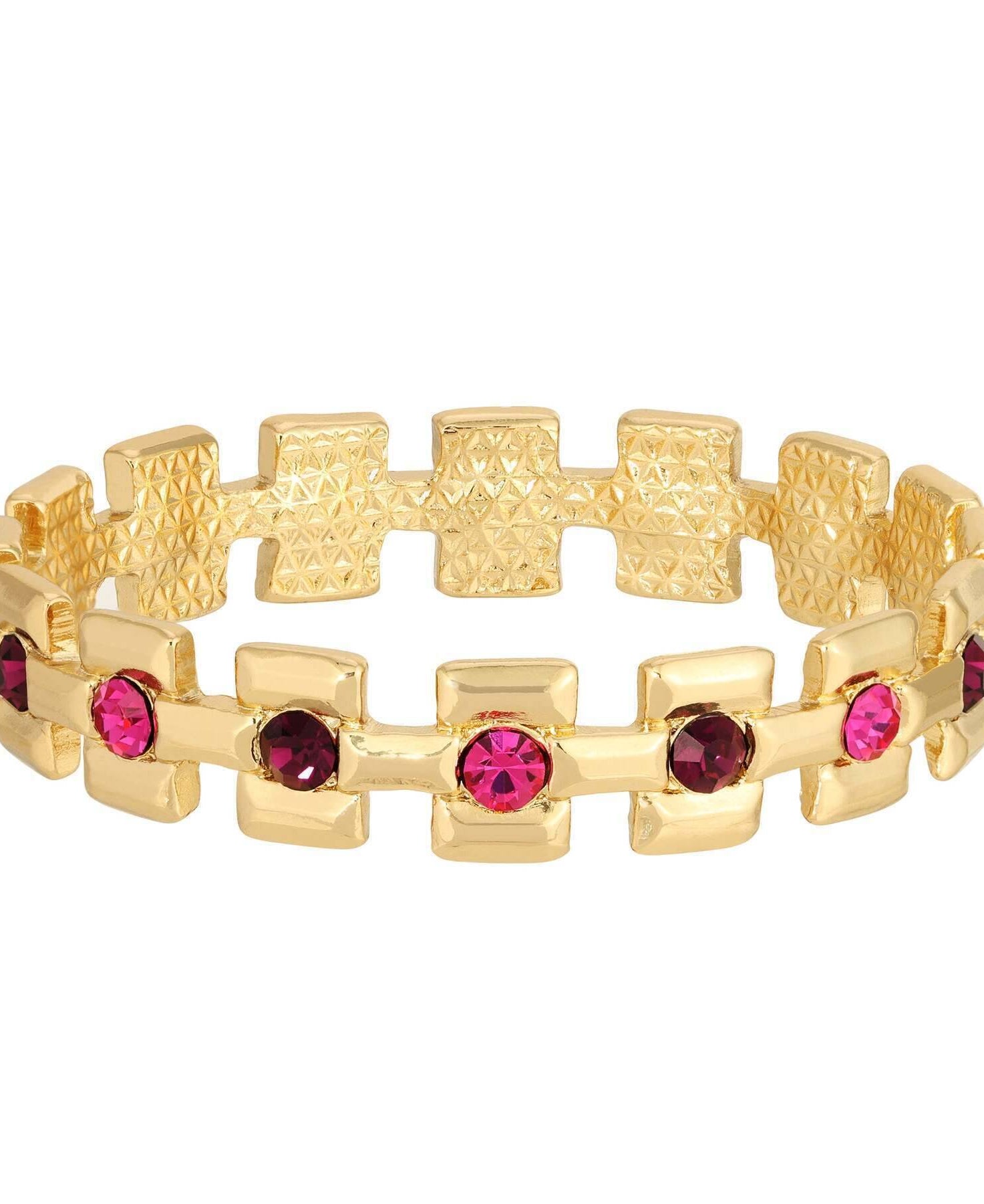 1928 Jewelry Amethyst And Fuchsia Crystal Bangle Bracelet