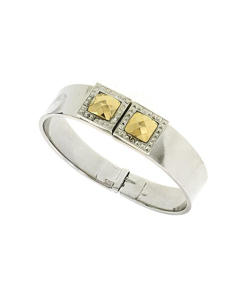 1928 Jewelry Fusion Lux Stone Square Small Hinged Bracelet