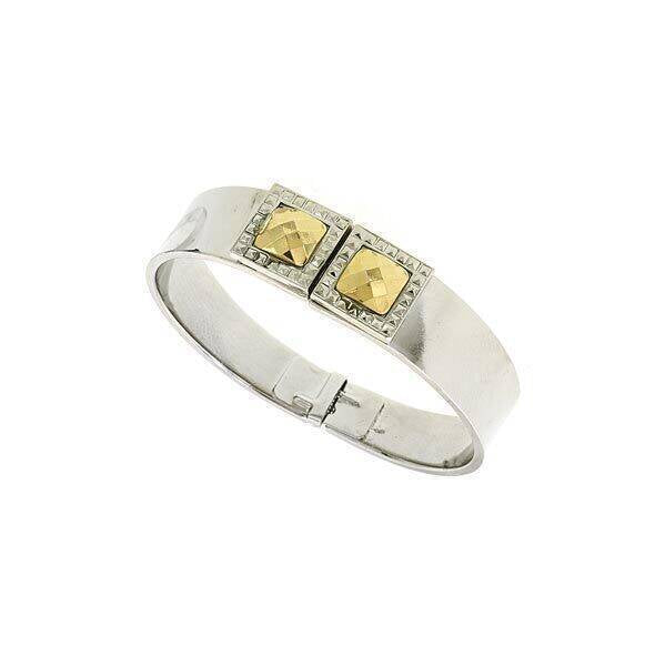1928 Jewelry Fusion Lux Stone Square Small Hinged Bracelet