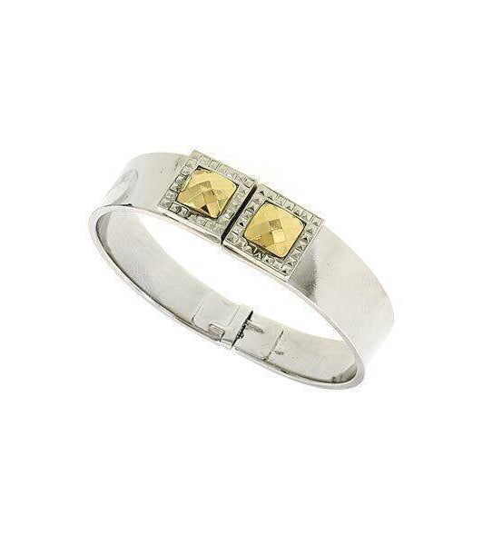 1928 Jewelry Fusion Lux Stone Square Small Hinged Bracelet