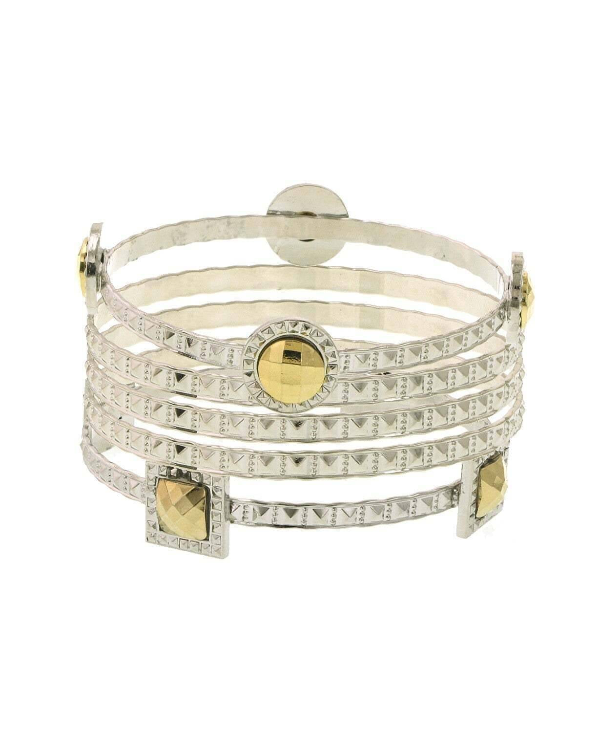 1928 Jewelry Fusion Lux Five Row Round And Square Accent Bangle Bracelet
