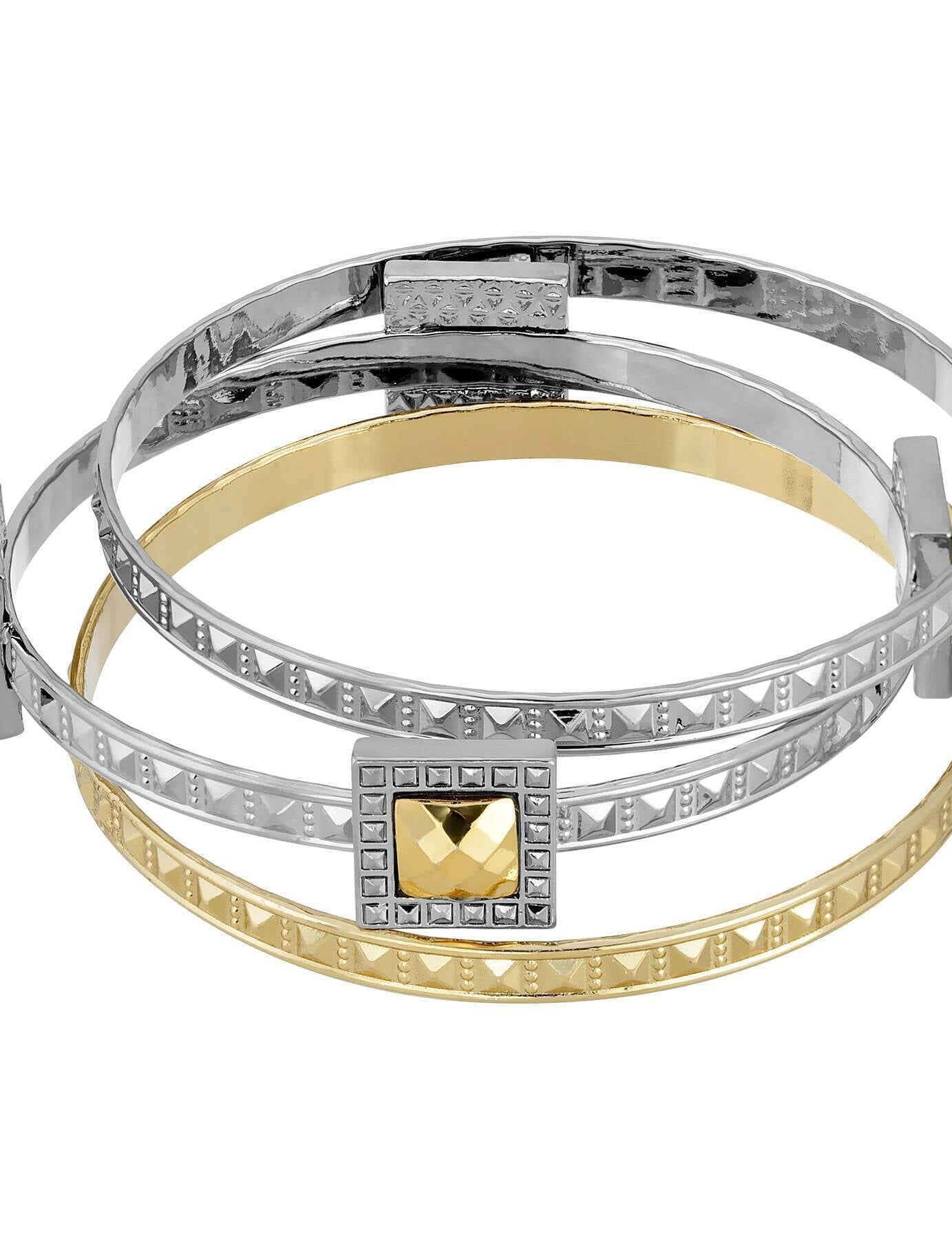 1928 Jewelry Fusion Lux 3 Pc Bangle Set Bracelet