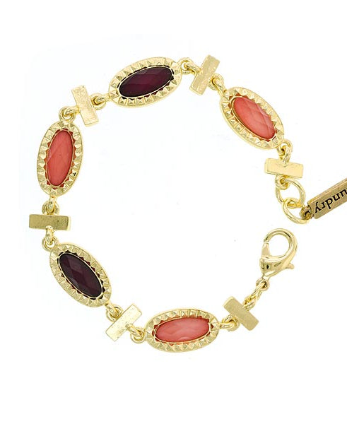 2028 Jewelry Raspberry & Peach Stone Chain Bracelet