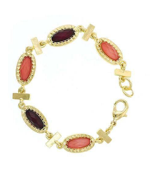 2028 Jewelry Raspberry & Peach Stone Chain Bracelet