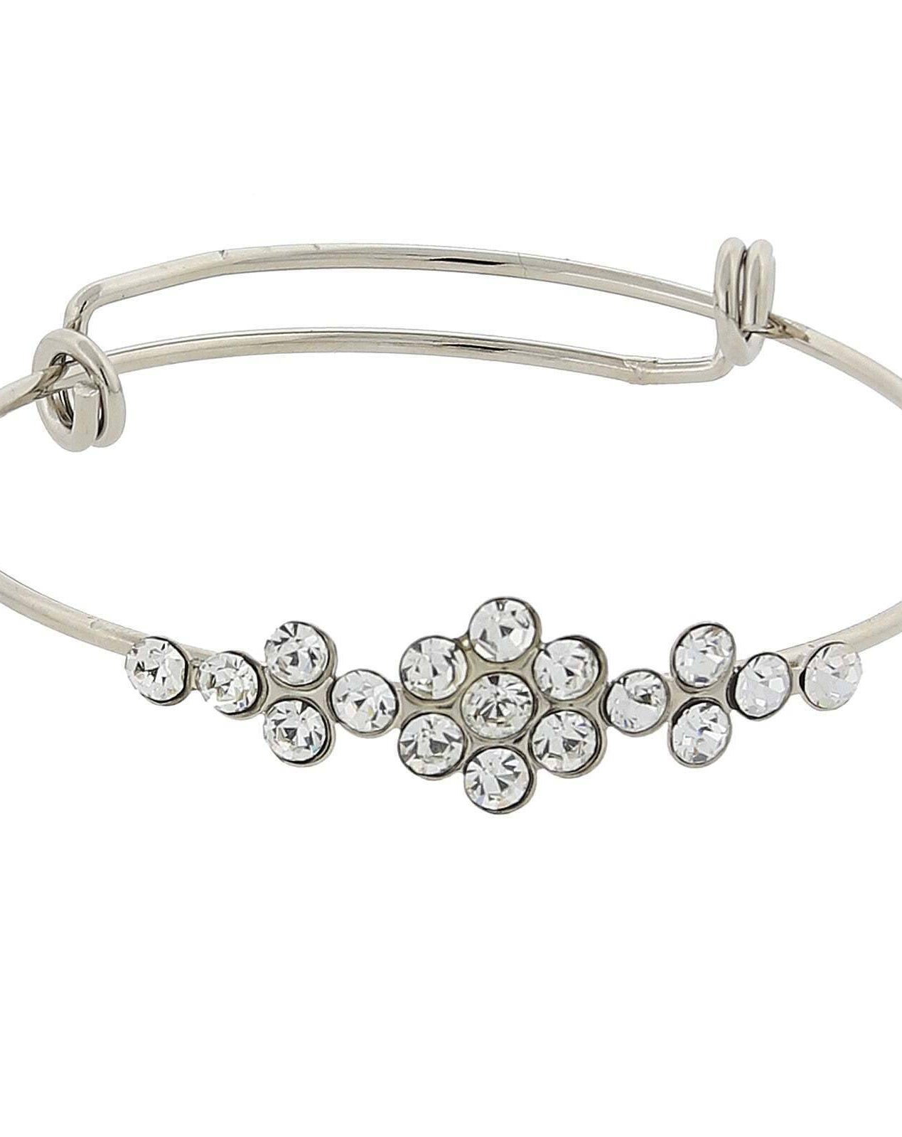 1928 Jewelry Clear Crystal Flower Wire Bangle Bracelet