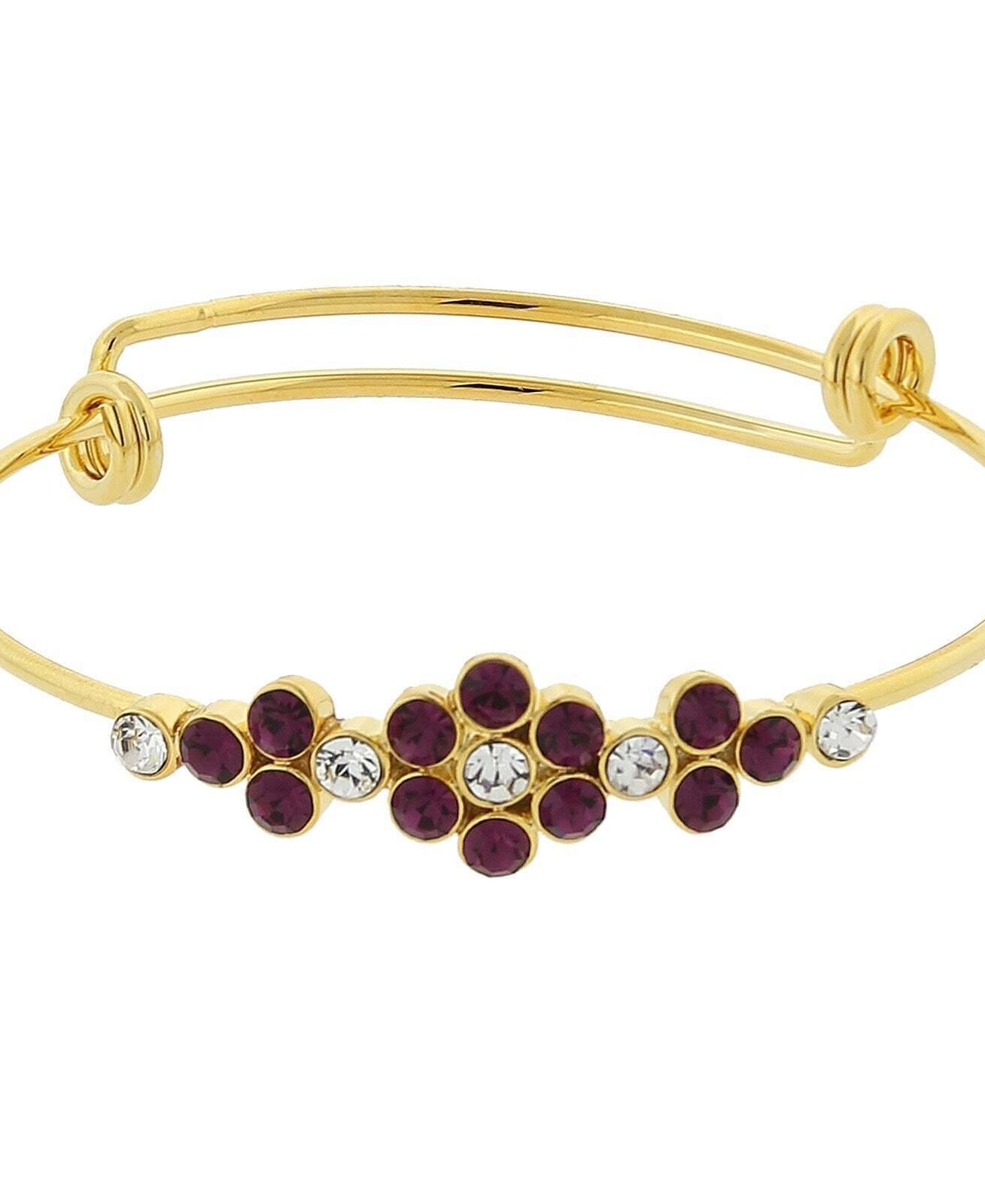 1928 Jewelry Crystal Flower Wire Bangle Bracelet